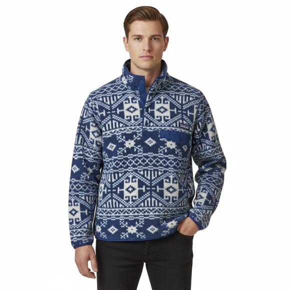 Rare Vintage Patagonia Synchilla Fleece Pullover Mens XS Navy Blue Aztec 90s - Picture 2 of 8